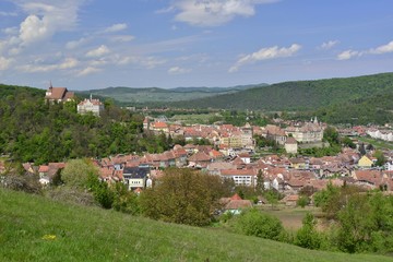 Fototapeta na wymiar Sighisoara, Transylvania; General view of town in spring .