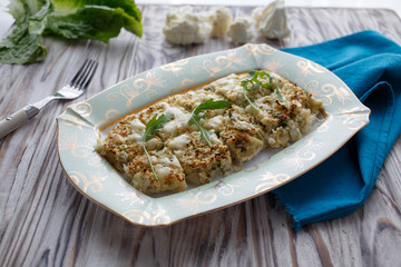 Homemade baked cauliflower with cheese