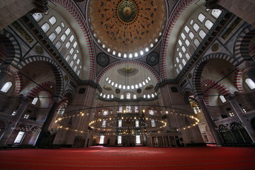 Istanbul, Turkey - 03/24/2019: 16th century Suleymaniye Mosque, the largest mosque in Istanbul.