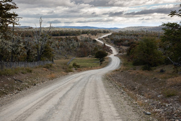 Endless dirt road with curves