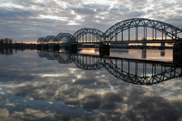 View of the railway bridge across the Daugava River
