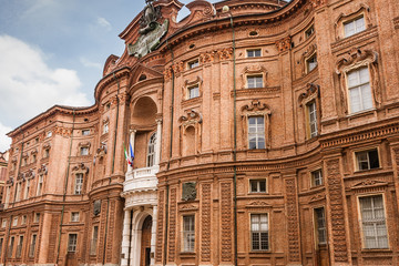 Fototapeta na wymiar Palazzo Carignano, a 17th-century Baroque palace, Turin
