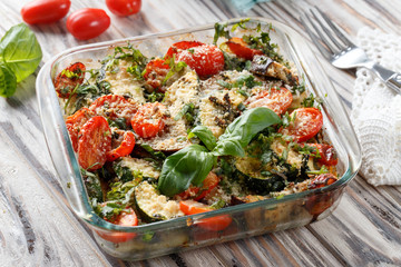 Baked vegetables with cheese