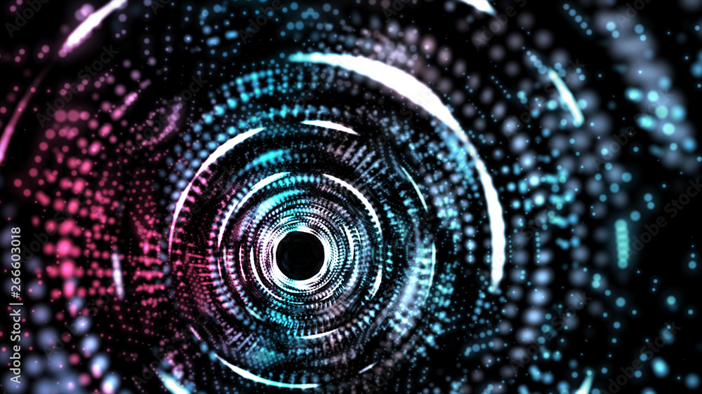 Wall mural digital light tunnel, abstract digital cyber space light tunnel background, future cyber system prog