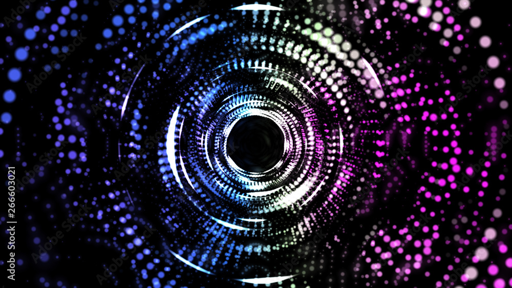 Wall mural digital light tunnel, abstract digital cyber space light tunnel background, future cyber system prog