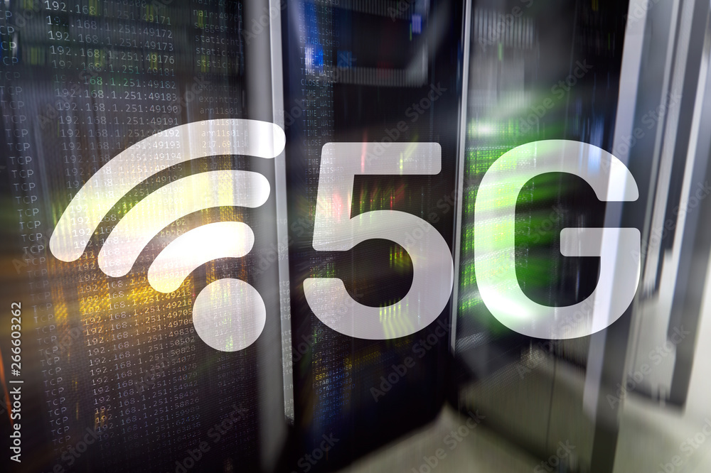 Poster 5g network, 5g internet connection concept in digital background. smart communication network concep