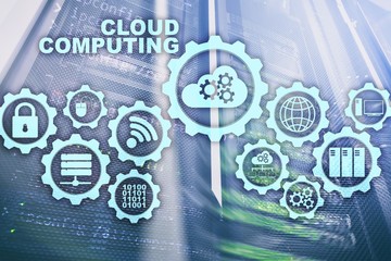 Cloud Computing, Technology Connectivity Concept on server room background