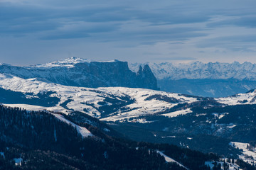 Fototapeta na wymiar Panorama of Dolomites Alps, Val Gardena, Italy