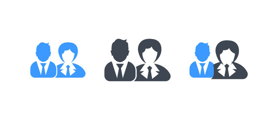 Set of three glyph men and woman avatar vector illustration