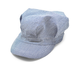 Stylish striped cap on an isolated white background