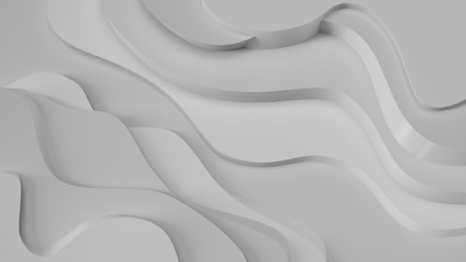 Elegant grey relief. Abstract topographical background. Beautiful fluid design. chaotic ribbons create white flow. 3d illustration