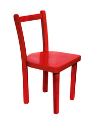 vintage red chair on isolated white background