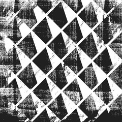 Fototapeta premium Grunge abstract isometric pattern. Square black and white backdrop.