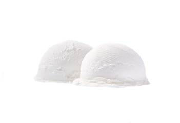 white ice cream isolated on white background, diagonal composition