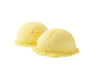 yellow  ice cream isolated on white background,diagonal composition