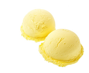 yellow  ice cream isolated on white background,diagonal composition