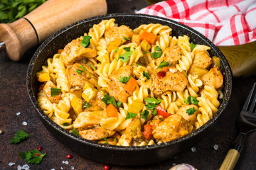 Pasta with Chicken and vegetables.