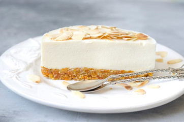Cheesecake with apple and cream cheese with dried apricots and nuts