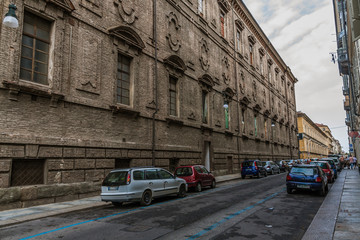 Obraz na płótnie Canvas A quiet street in historical downtown Turin