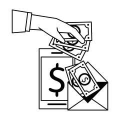 Business and investment symbols black and white