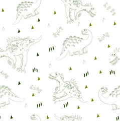 Obraz premium The world of dinosaurs seamless pattern. Textile background for children's fashion or design. Vector illustration