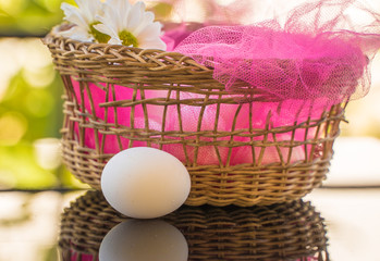 Easter eggs in a festive basket