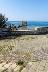 Ruins of ancient fortification at the sea in town of Nea Poteidaia, Kassandra, Chalkidiki, Central Macedonia, Greece