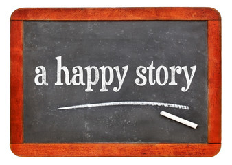Obraz premium a happy story text on blackboard