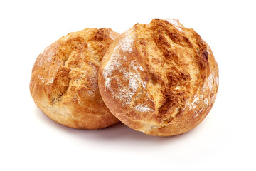 Freshly baked traditional bread, Healthy nutrition, close-up, isolated on white background