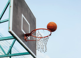 Basket for streetball with flying ball