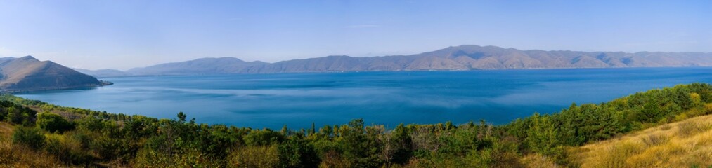 Fototapeta na wymiar Panoramic view of Lake Sevan, Armenia