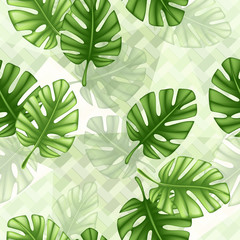 Tropical seamless pattern with leaf monstera.Fabric wallpaper print texture.for background, texture, wrapper pattern, frame or border. Eps10