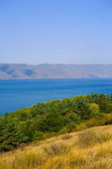Panoramic view of Lake Sevan, Armenia