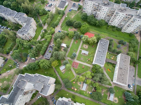 Aerial view of Eiguliai district in Kaunas, Lithuania Stock Photo | Adobe  Stock