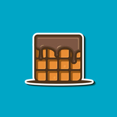 Belgian waffles in chocolate in the style of flat. For logo, flyer or print. Vector illustration