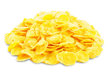 Corn flakes on a white isolated background