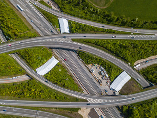 Fototapeta premium Aerial view of large highway intersection in Switzerland