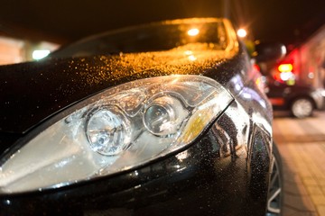 car headlight at night