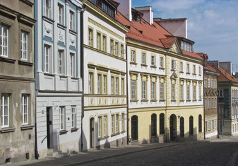 Old Town, beautiful colorful buildings In Warsaw.