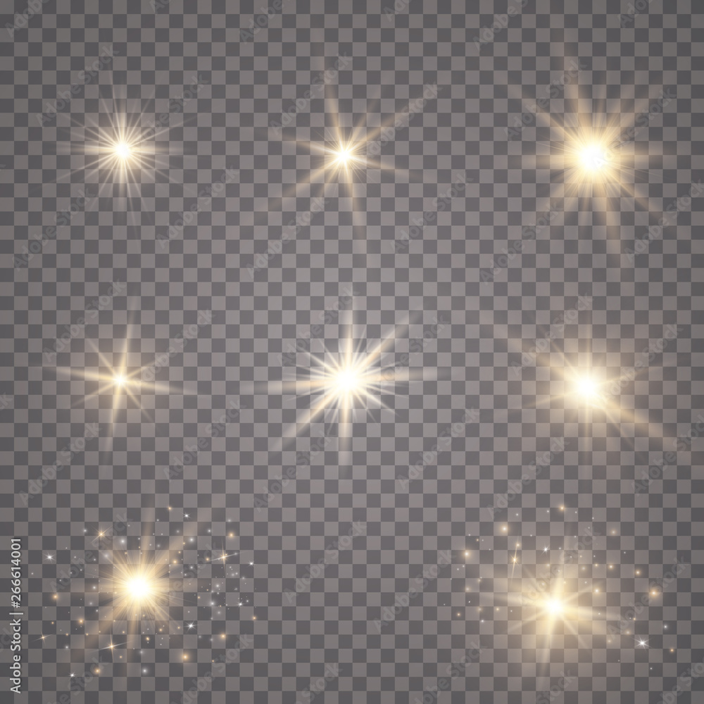 Wall mural glow light effect. starburst with sparkles on transparent background. vector illustration. sun