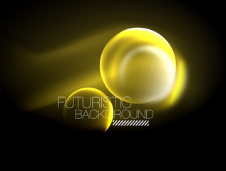 Blurred neon glowing round shapes, abstract circles and lights