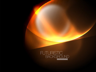 Blurred neon glowing round shapes, abstract circles and lights