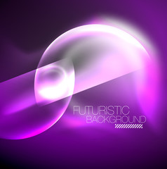 Blurred neon glowing round shapes, abstract circles and lights