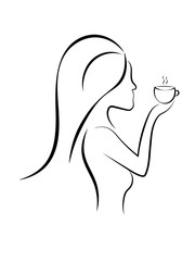 girl with a cup of hot drink