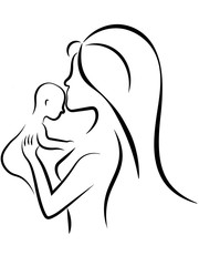 mother is holding a baby