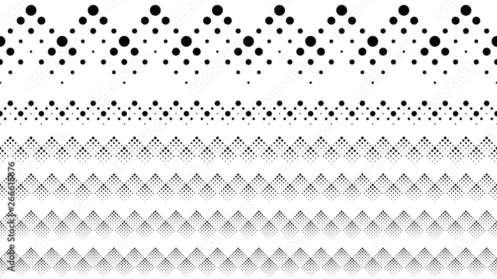 Poster geometrical dotted pattern page break set - black and white abstract vector design elements from dot