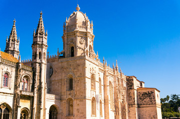 Fototapeta na wymiar Church of Santa Maria de Belem and Monastery of Jeronimos in Lisbon, Portugal