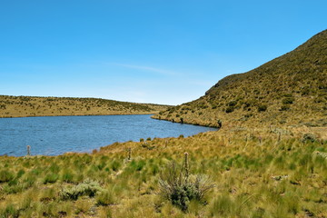 Lake against a mountain background, Camping at Lake Ellis, Mount Kenya, Kenya