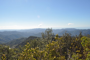 The beautiful natural mountain landscape in the Cyprus massif in the background at sunset