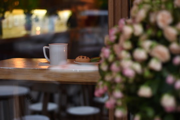 cup of coffee on table in cafe